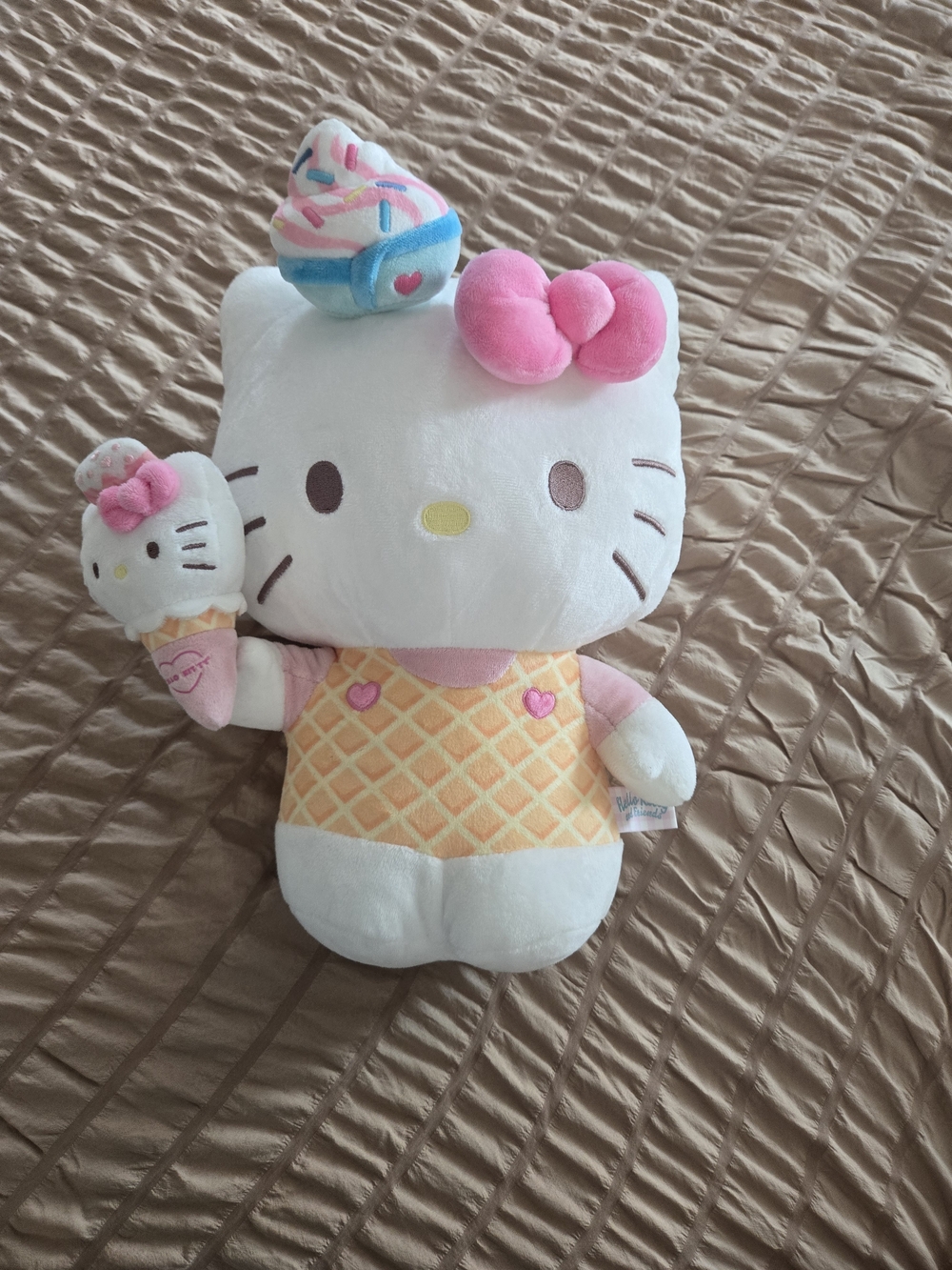 Hello Kitty White and Pink Plush with Ice Cream Hat and Cone